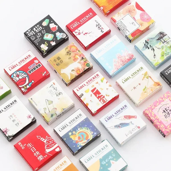 Color: Dark Red - 40 pcs/pack Cute Creative Box Package Decorative Sticker Set Diary Album Label Sticker DIY Stationery Stickers Escolar Papelaria - Image 2