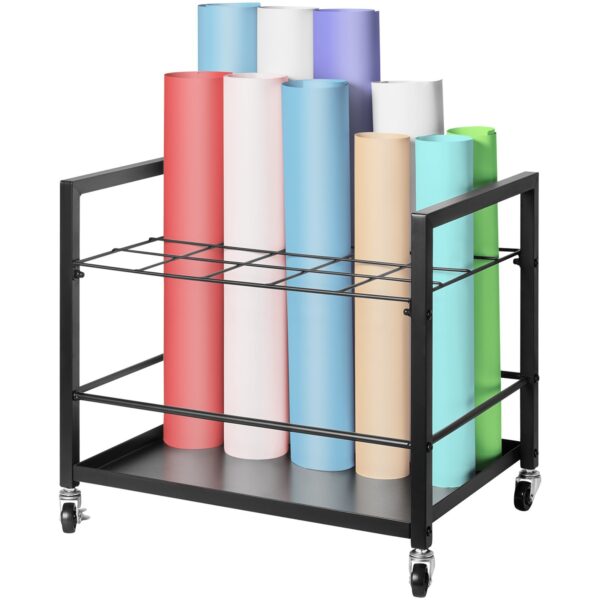 Blueprint Storage Rack, 20 Slots Blueprint Holder with Wheels, Mobile Metal Blueprint Storage Cart for Map Poster Architectural Construction Plan, Roll File Organizer for Home, Office, School