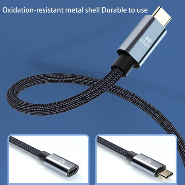 Type-C USB 4.0 40Gbps Data Charging Cable 100W 5A Fast Charge Cable 8K 60HZ Audio Video Transmission For USB C Devices 0.8 meters - Image 3