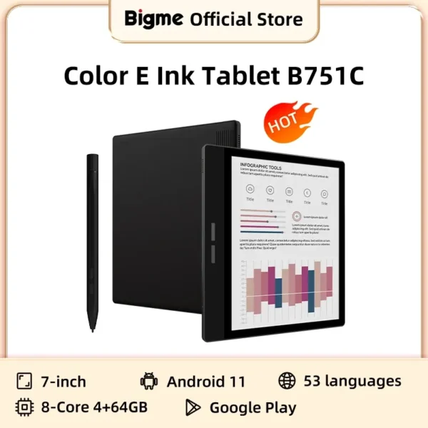 Color: Blue, Ships From: CHINA - New! Bigme B751C 7-inch color eink screen e-book reader electronic paper book reading e Ink ebook ereader tablet - Image 4