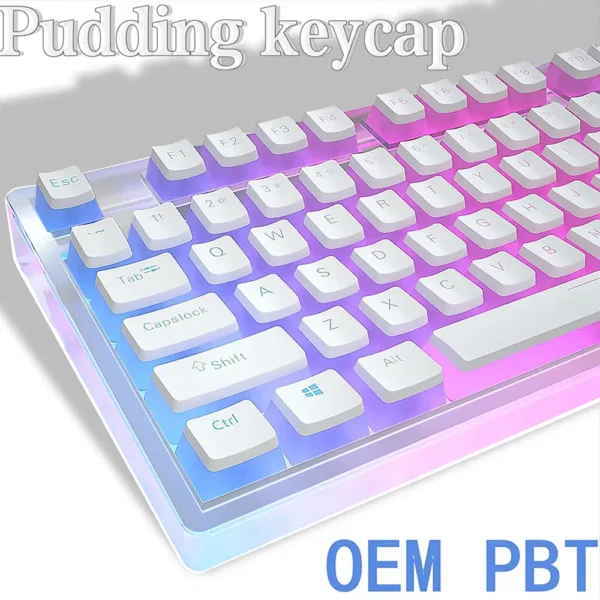 Color: Beige - 129Keys Keyboard Keycap OEM Profile PBT Material Key Cap for Mx Hot Swap Mechanical Keyboard Switch Transparent Pudding Keycaps - Image 2