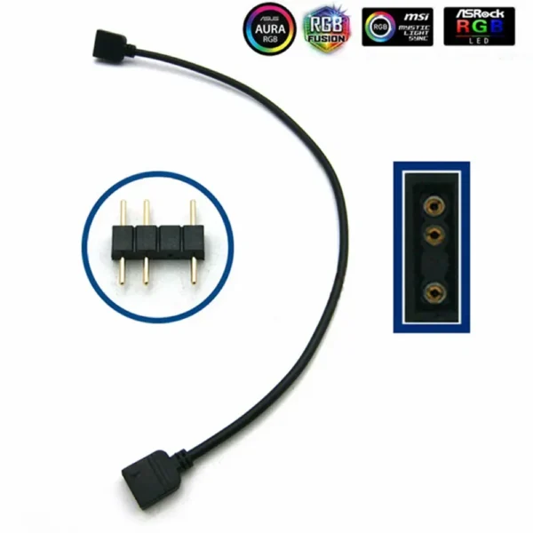 Color: Orange, Ships From: CHINA - Angitu 3pin/4Pin RGB ARGB SYNC 1 to 1/2/3/4/5 Fan LED Stripe Extension Cable Motherboard Light Control Hub For M/B ASUS GIGABYTE - Image 3