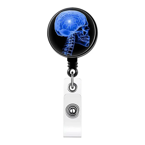 Color: Silver - X-Ray Badge Reel Retractable Radiology Badge Reel Holder Ct Rays Nurse Doctor Student Card Reel Clip Office Supply Recoil Badge - Image 4