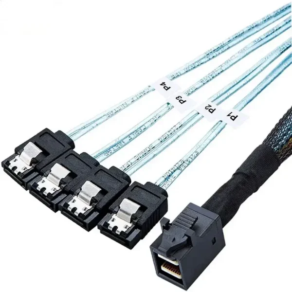Color: Red - HD Mini SAS 12G SFF-8643 To SATA Cable Adapter,Internal SFF 8643 Motherboard Controller To 4 SATA Hard Drive Converter - Image 2