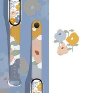 Color: Mint, Size: L - For Mi Band 7 6 5 4 3 Strap Silicone Flowers Printing Pattern Blet For Xiao MI 6 5 4 3 Watch Band Bracelet Smart bracelet strap