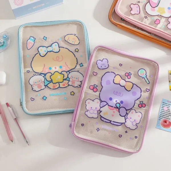 Color: MULTI - Cartoon PVC Stationary Organzier Pouch Big Capacity Storage Pens Eraser Students Pencil Bags - Image 3