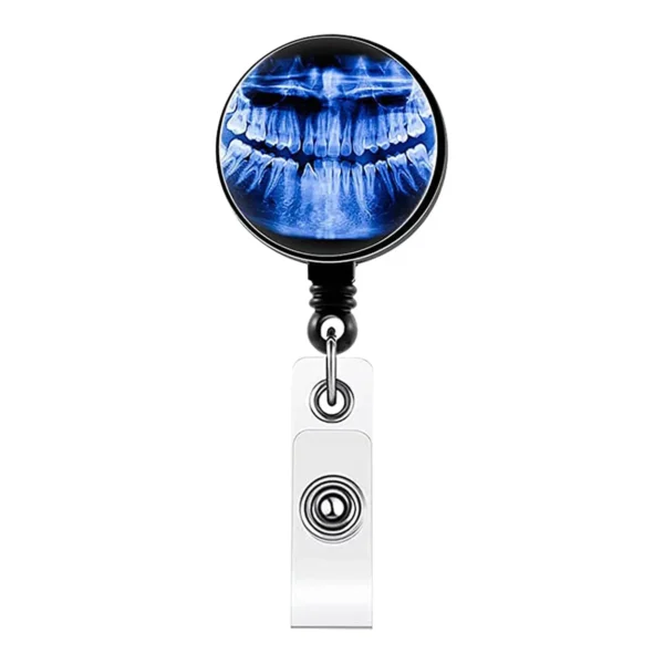 Color: Silver - X-Ray Badge Reel Retractable Radiology Badge Reel Holder Ct Rays Nurse Doctor Student Card Reel Clip Office Supply Recoil Badge - Image 5