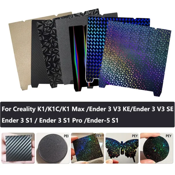 Color: Gold, Size: 0.2mm - Upgrade Pet Bed For Creality K1 K1 Max K1C Ender-3 S1 Pro Magnetic Plate Ender-5 S1 Reality Bed Reality K1 Bulid Plate Pei Sheet - Image 2