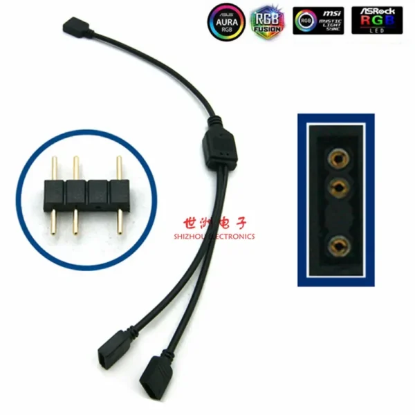 Color: Orange, Ships From: CHINA - Angitu 3pin/4Pin RGB ARGB SYNC 1 to 1/2/3/4/5 Fan LED Stripe Extension Cable Motherboard Light Control Hub For M/B ASUS GIGABYTE - Image 4