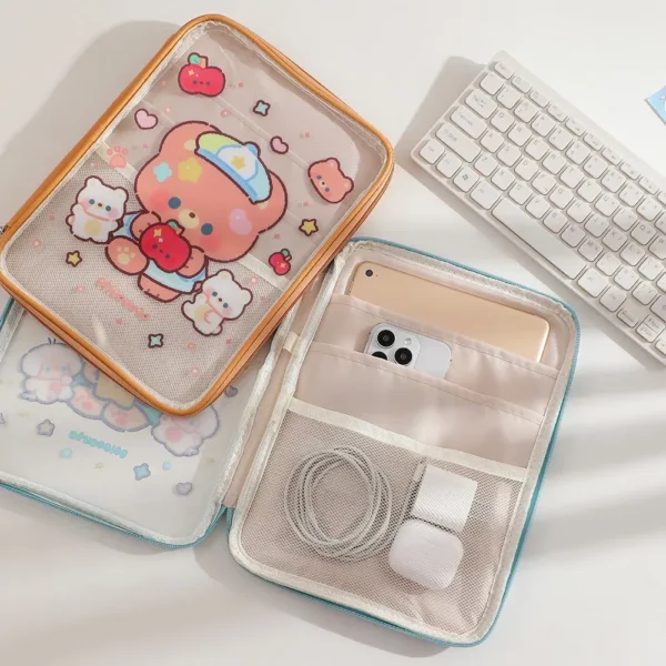 Color: MULTI - Cartoon PVC Stationary Organzier Pouch Big Capacity Storage Pens Eraser Students Pencil Bags - Image 5