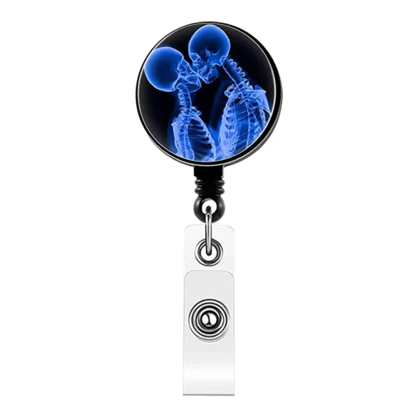Color: Silver - X-Ray Badge Reel Retractable Radiology Badge Reel Holder Ct Rays Nurse Doctor Student Card Reel Clip Office Supply Recoil Badge - Image 7