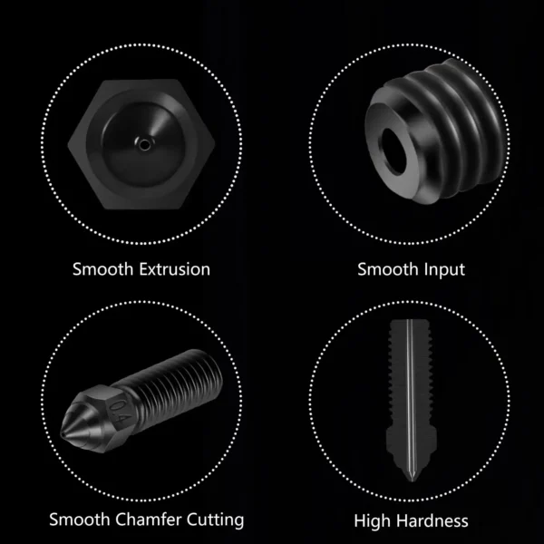 Color: black - Creality Ender 3 V3 KE Nozzle Har Hardened Steel Nozzle Kit 0.2/0.4/0.6/0.8/1.0/1.2mm for K1 3D Printer Parts Non Stick Filament - Image 5