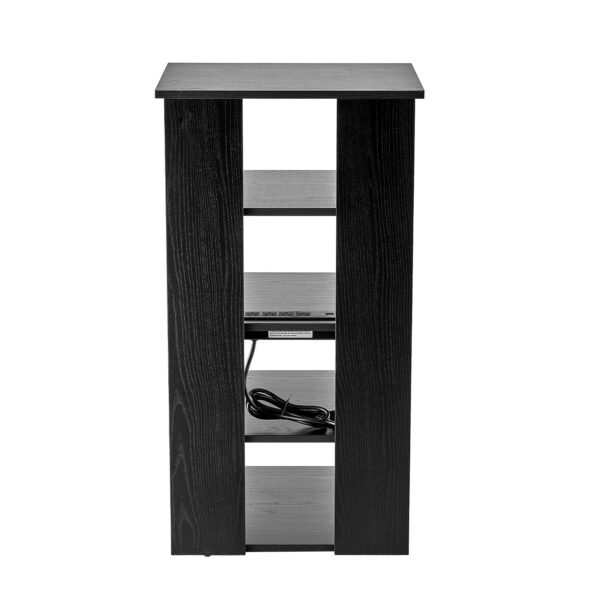 5-Tier AV Media Stand, Wooden Audio-Video Media Stand for DVD Players/Cable Boxes/Games Consoles, Height-Adjustable Media Storage Cabinet for Gaming, Recording Room, Black