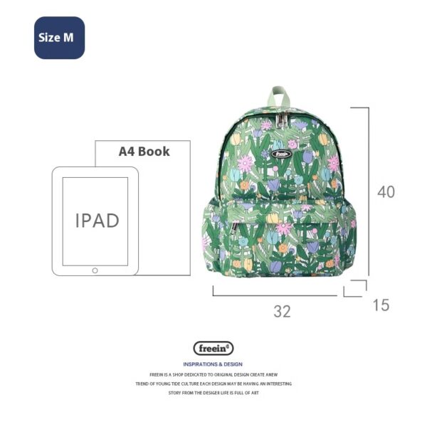 Color: Light green, Size: Medium Size - Original Niche Printed Backpack For Women