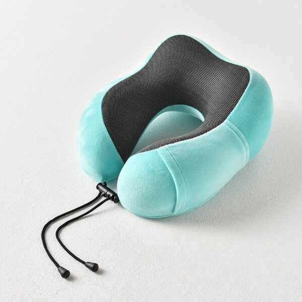 Color: Lake Blue Set A - New U-Shaped Pillow Storage Memory Foam Travel Pillow - Image 2