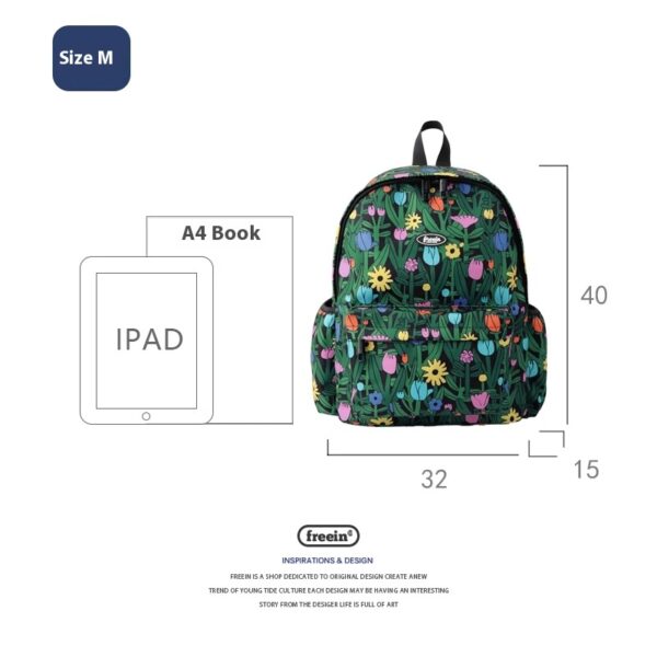 Color: Dark Green, Size: Medium Size - Original Niche Printed Backpack For Women