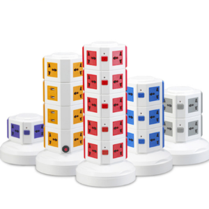 Color: Gray, Size: 4 layers with 2USB, Model: EU - Four-sided stereo rotating multi-function vertical socket with USB mobile phone charging board