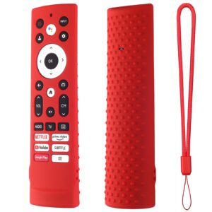 Silicone Case Compatible For Hisense ERF3V90H 100L5G-DLT100B Tv Remote Dust-proof Cover Sleeve With Lanyard red